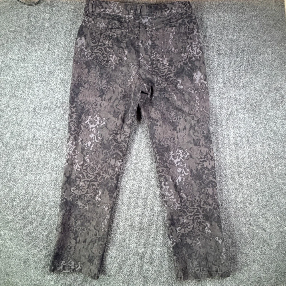 Gloria Vanderbilt Amanda Straight Leg Jeans Women 12 29x34 Gray Damask High Rise